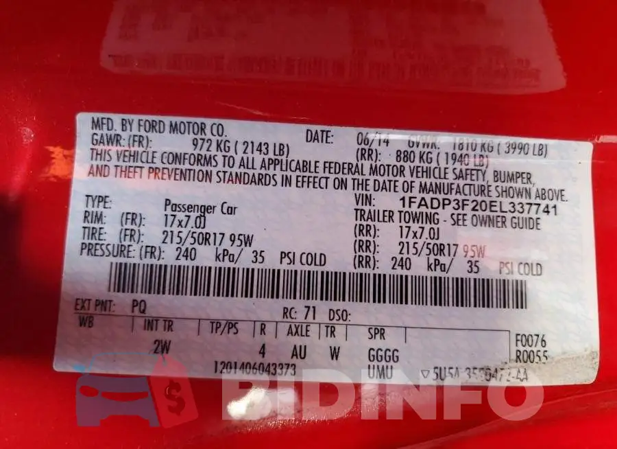 1FADP3F20EL337741 Photo# 12