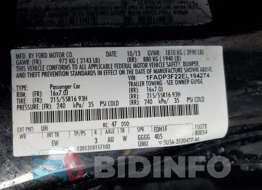 1FADP3F22EL194274 Photo# 12