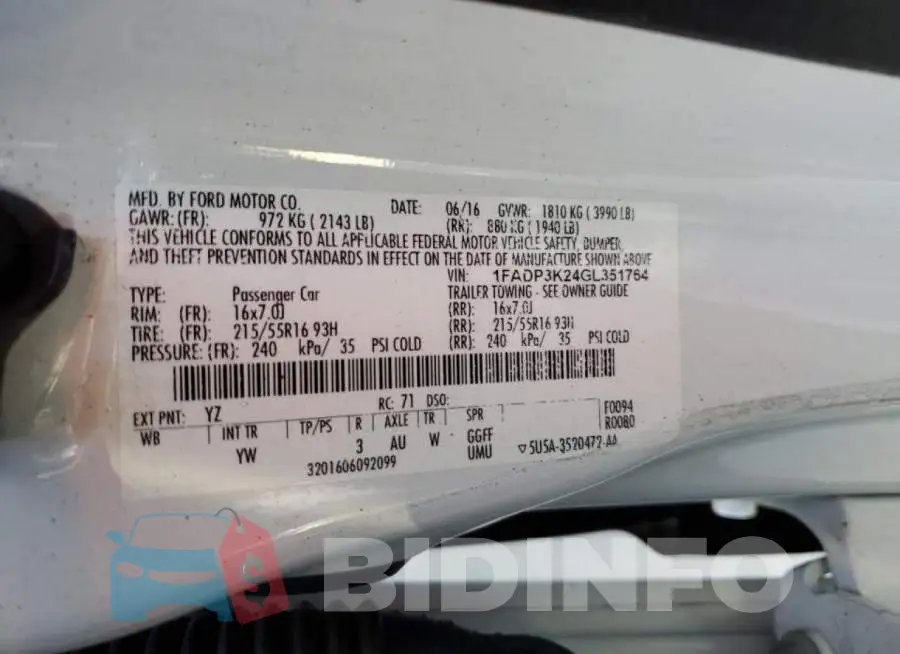 1FADP3K24GL351764 Photo# 13