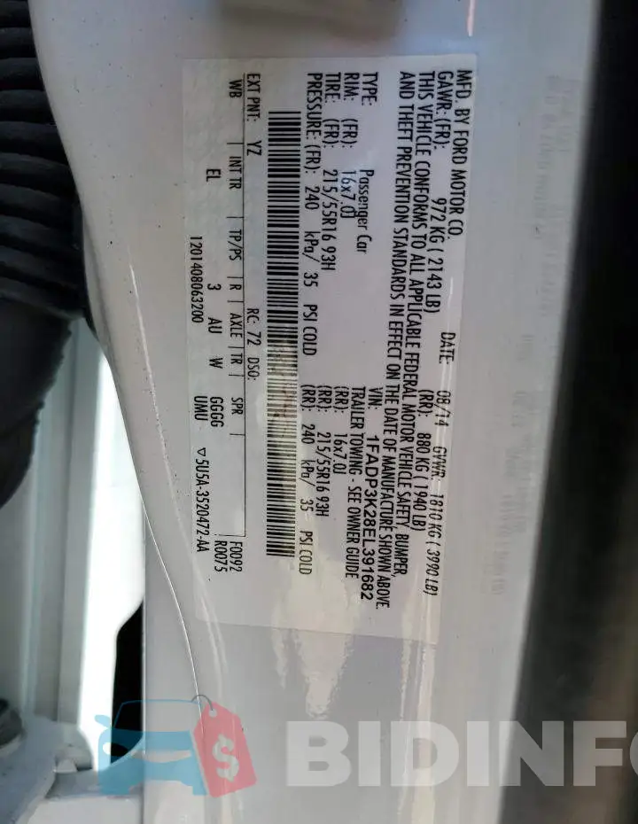 1FADP3K28EL391682 Photo# 13