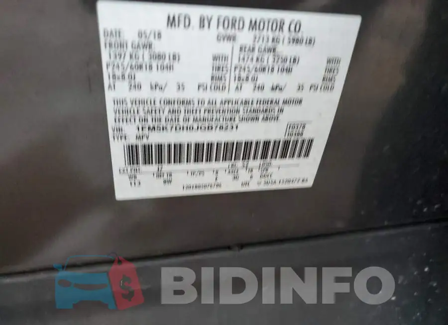 1FM5K7DH0JGB78231 Photo# 12