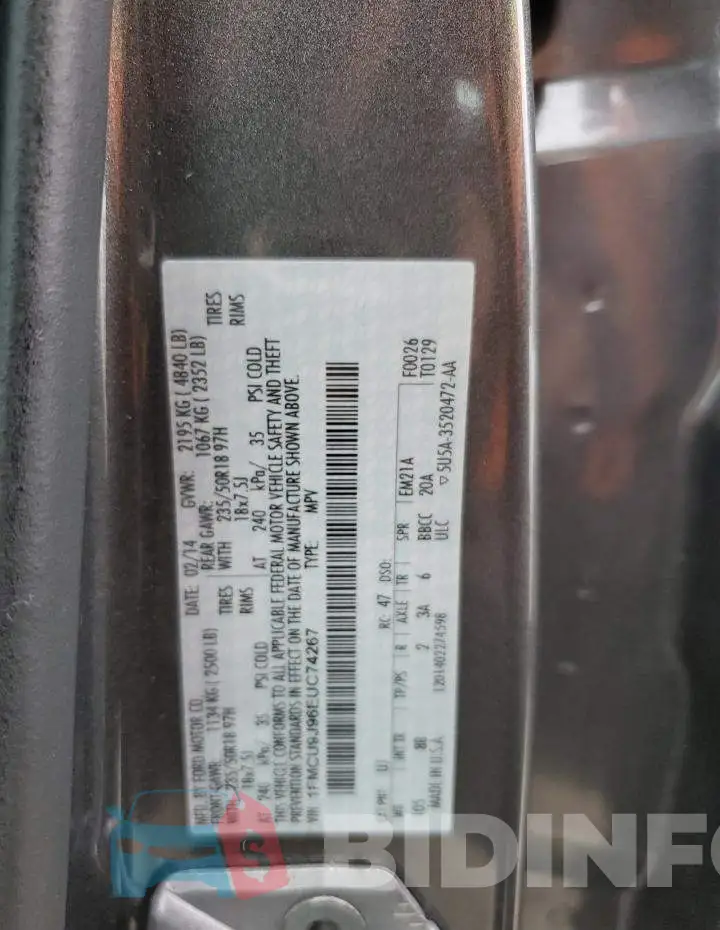 1FMCU9J96EUC74267 Photo# 12