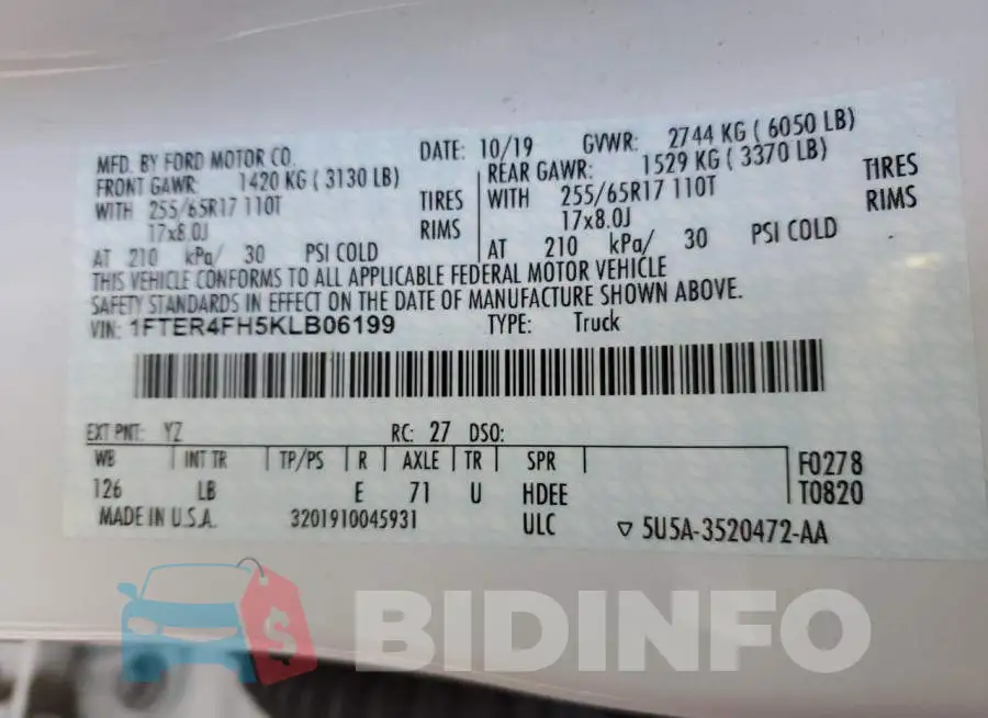 1FTER4FH5KLB06199 Photo# 13