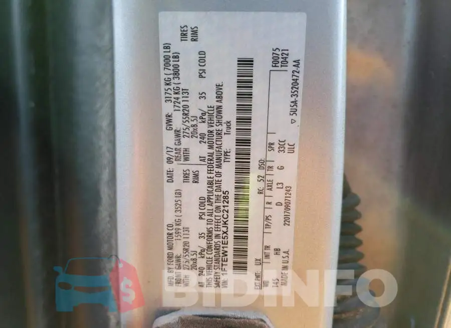 1FTEW1E5XJKC21285 Photo# 12