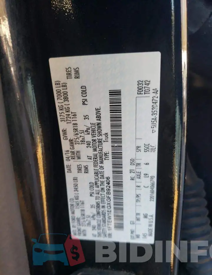 1FTEW1EGXGFB92406 Photo# 12