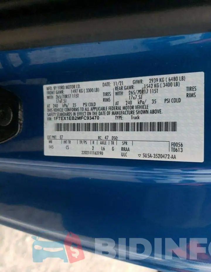 1FTEX1EB2MFC93470 Photo# 12