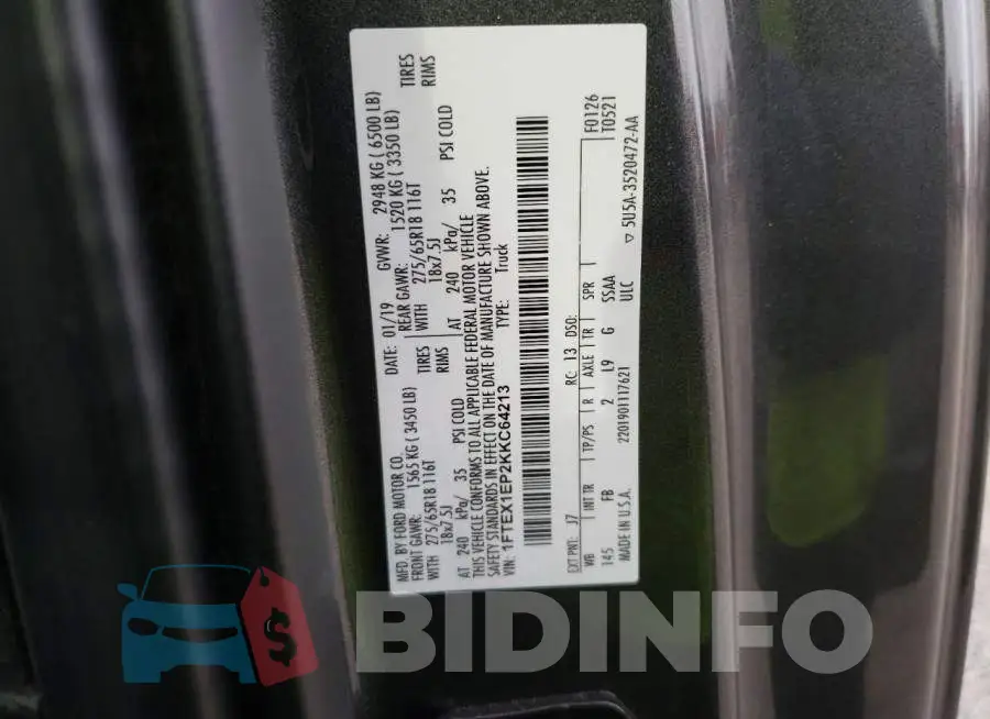 1FTEX1EP2KKC64213 Photo# 14