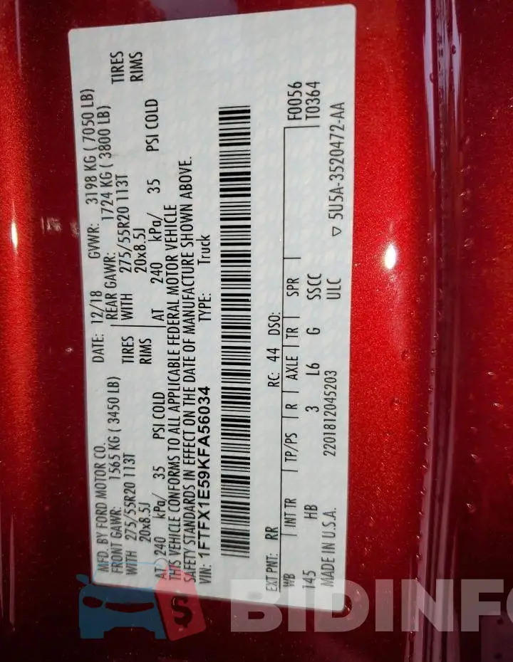 1FTFX1E59KFA56034 Photo# 12