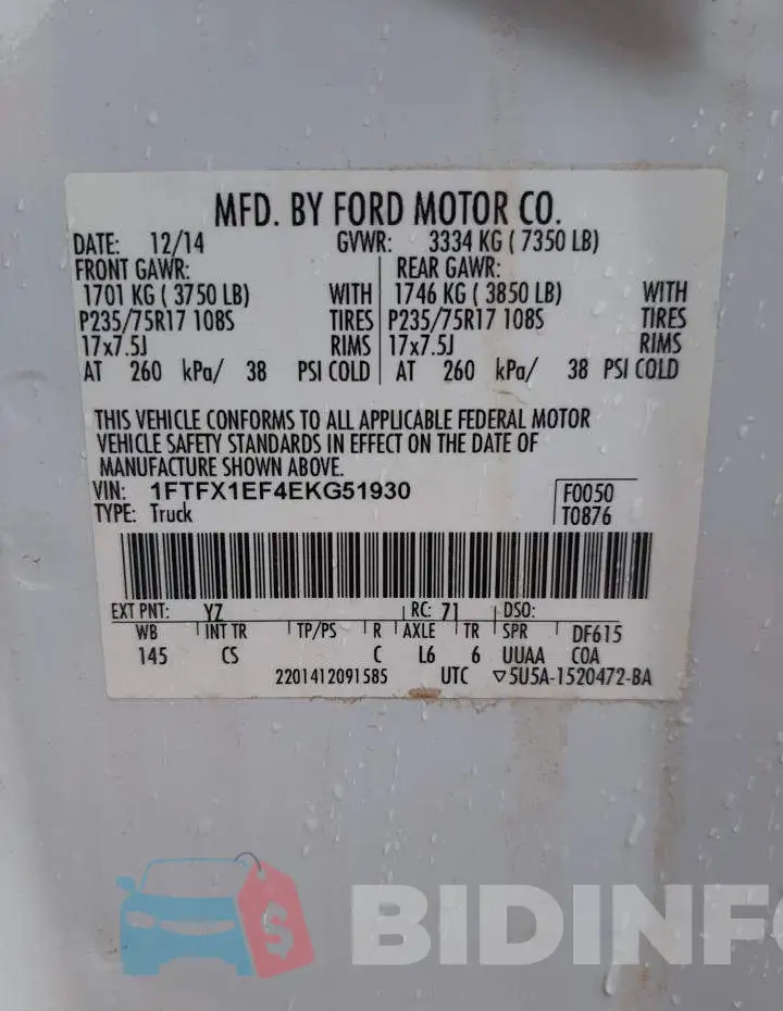 1FTFX1EF4EKG51930 Photo# 12