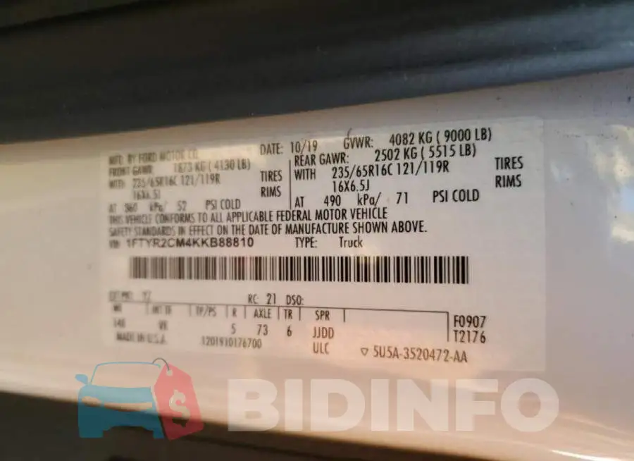 1FTYR2CM4KKB88810 Photo# 13