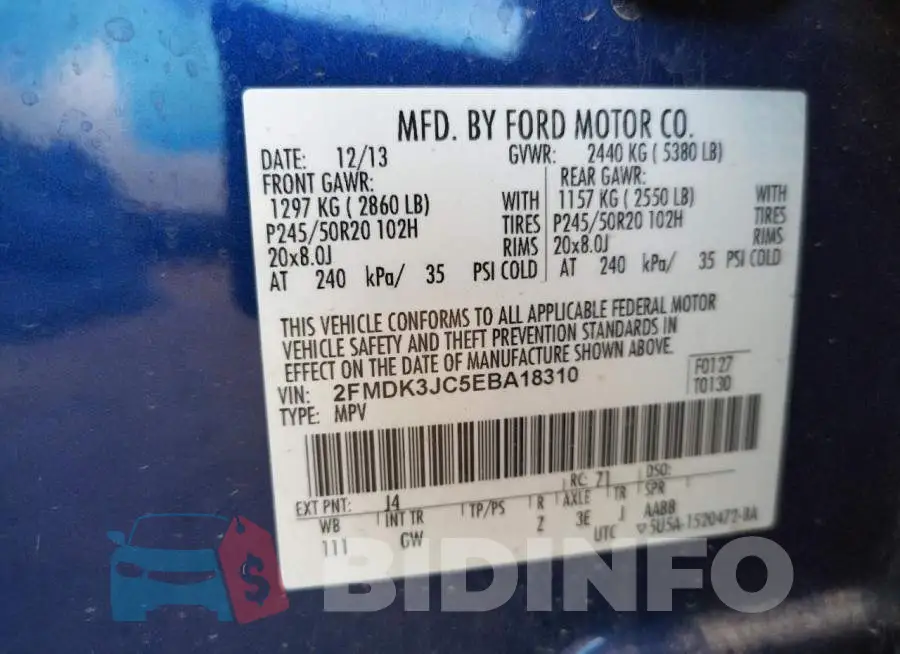 2FMDK3JC5EBA18310 Photo# 12