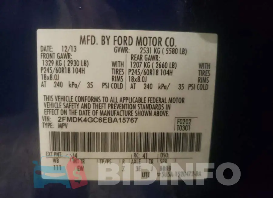 2FMDK4GC6EBA15767 Photo# 12