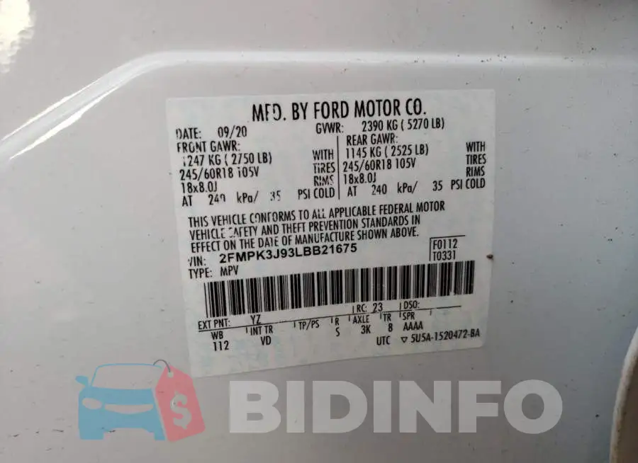 2FMPK3J93LBB21675 Photo# 14