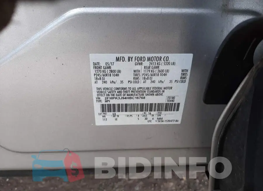 2FMPK3J94HBC16768 Photo# 13