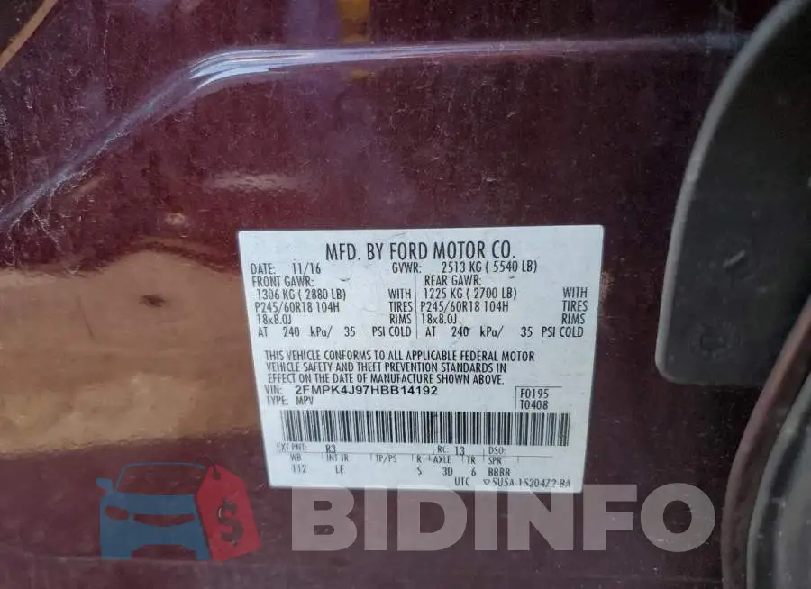 2FMPK4J97HBB14192 Photo# 12