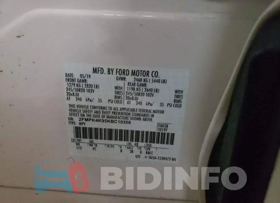 2FMPK4K95KBC10358 Photo# 13