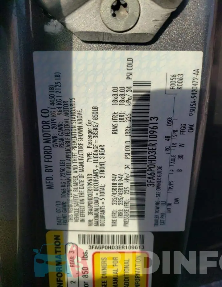 3FA6P0HD3ER109613 Photo# 10