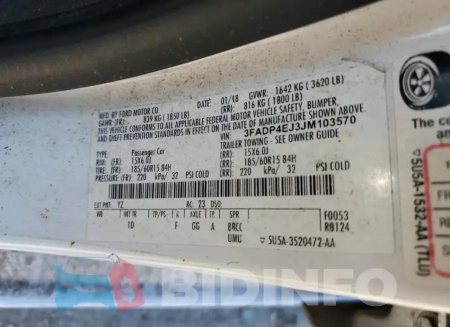 3FADP4EJ3JM103570 Photo# 12