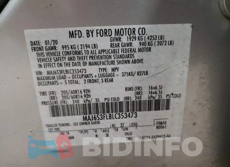 MAJ6S3FL8LC353473 Photo# 12