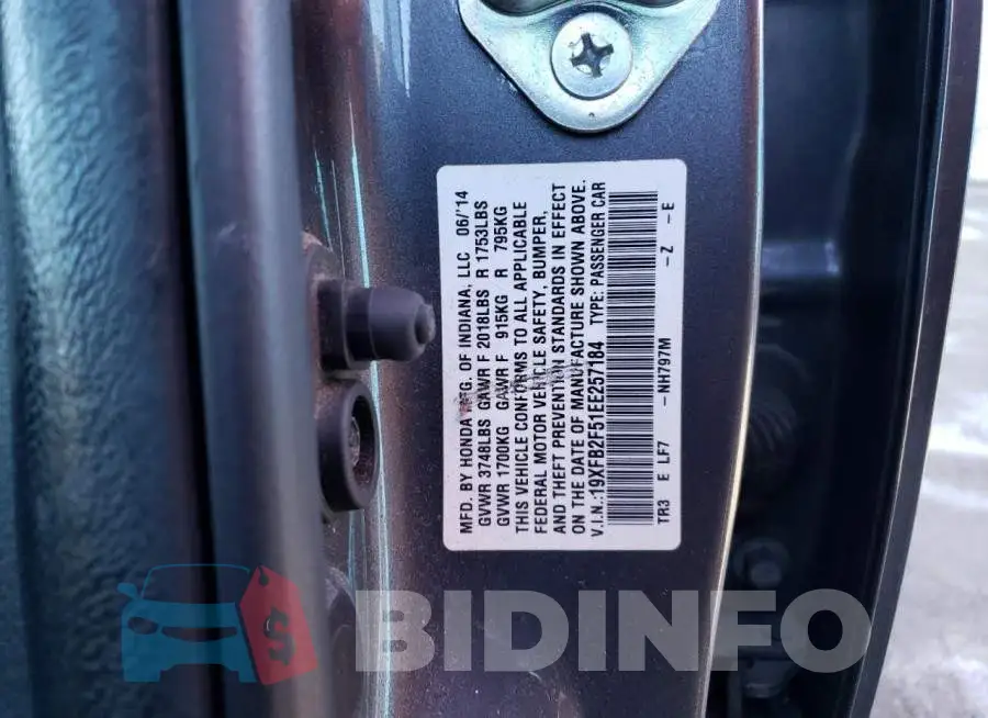 19XFB2F51EE257184 Photo# 12