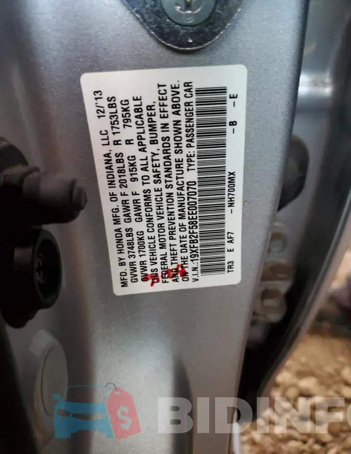 19XFB2F58EE007070 Photo# 13