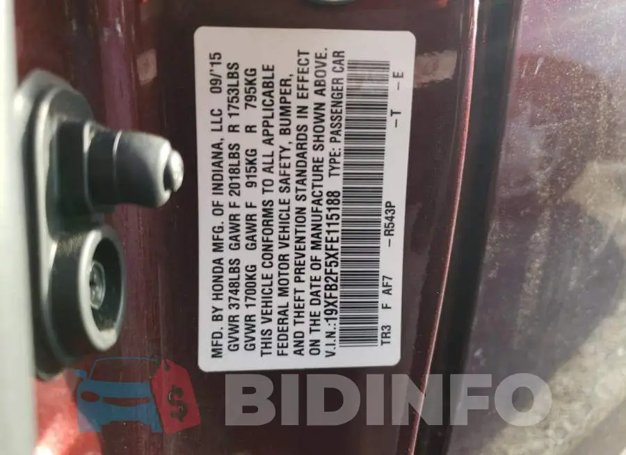19XFB2F5XFE115188 Photo# 12