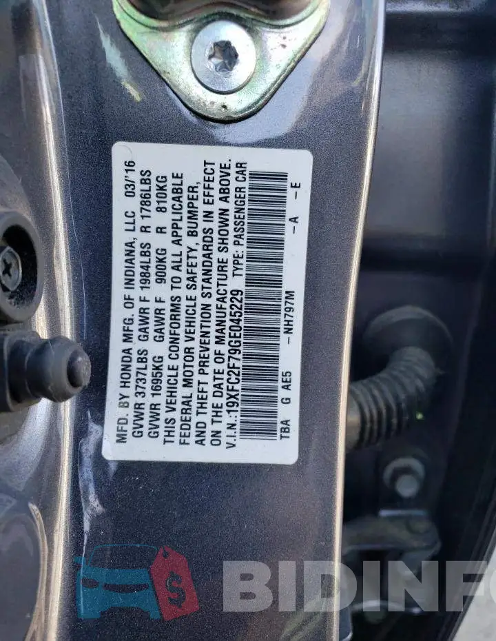 19XFC2F79GE045229 Photo# 12