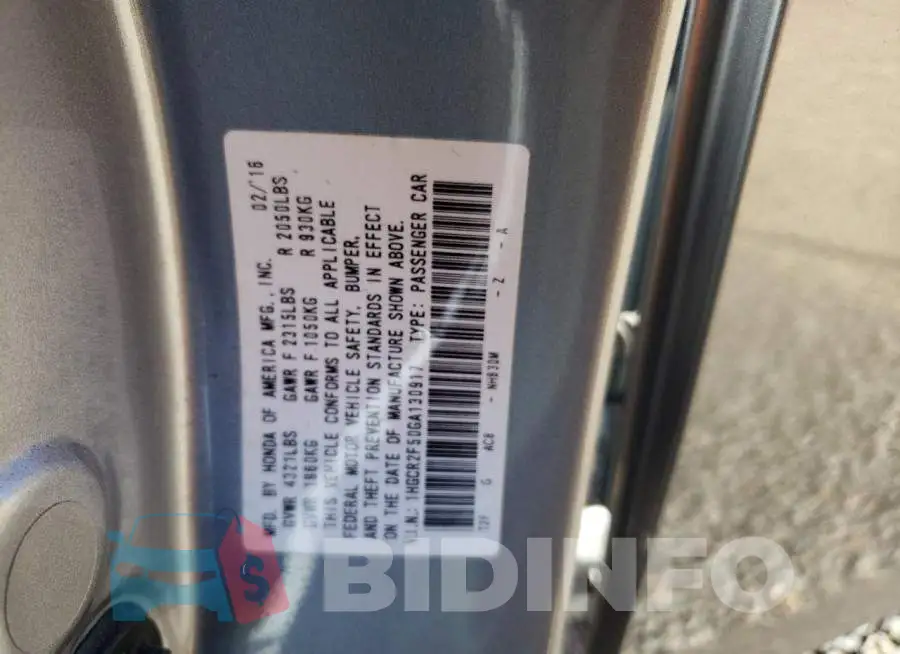 1HGCR2F50GA130917 Photo# 13