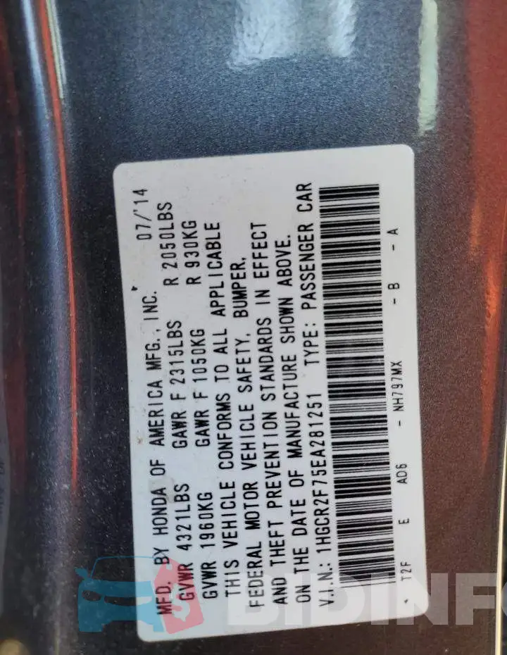 1HGCR2F75EA281251 Photo# 12