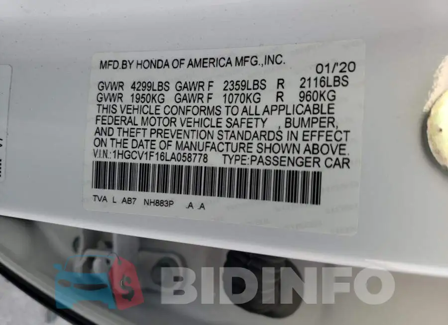 1HGCV1F16LA058778 Photo# 12