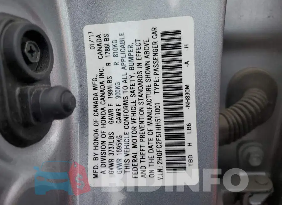 2HGFC2F51HH511001 Photo# 12