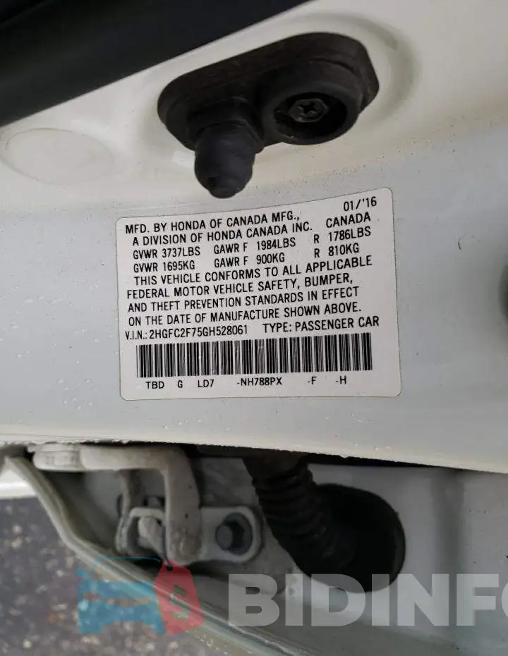 2HGFC2F75GH528061 Photo# 13