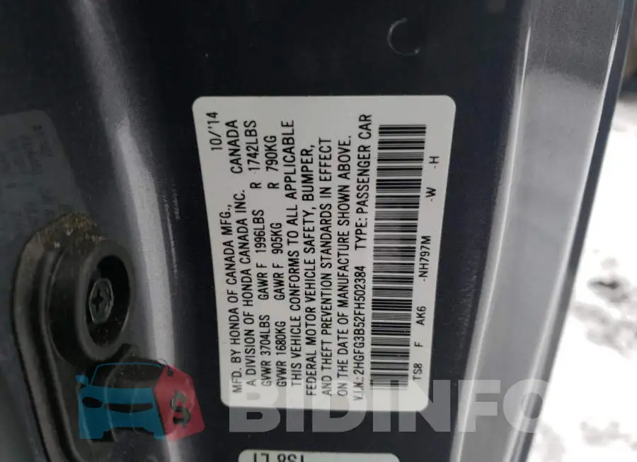 2HGFG3B52FH502384 Photo# 12