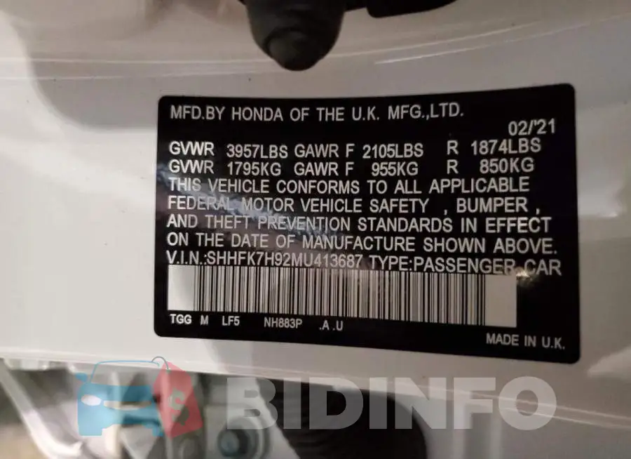 SHHFK7H92MU413687 Photo# 12