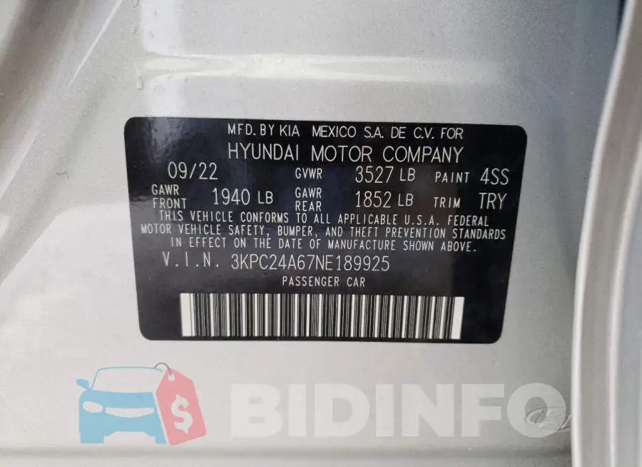 3KPC24A67NE189925 Photo# 12