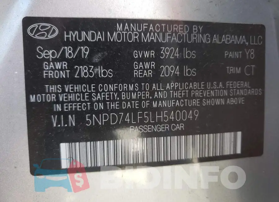 5NPD74LF5LH540049 Photo# 10