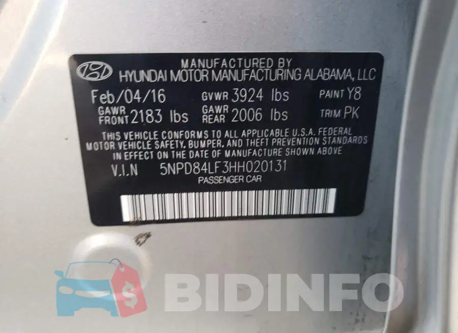 5NPD84LF3HH020131 Photo# 13