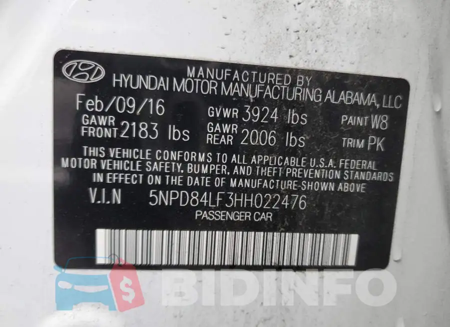 5NPD84LF3HH022476 Photo# 12