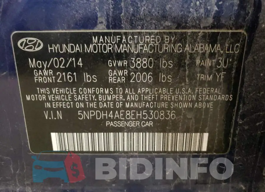 5NPDH4AE8EH530836 Photo# 13