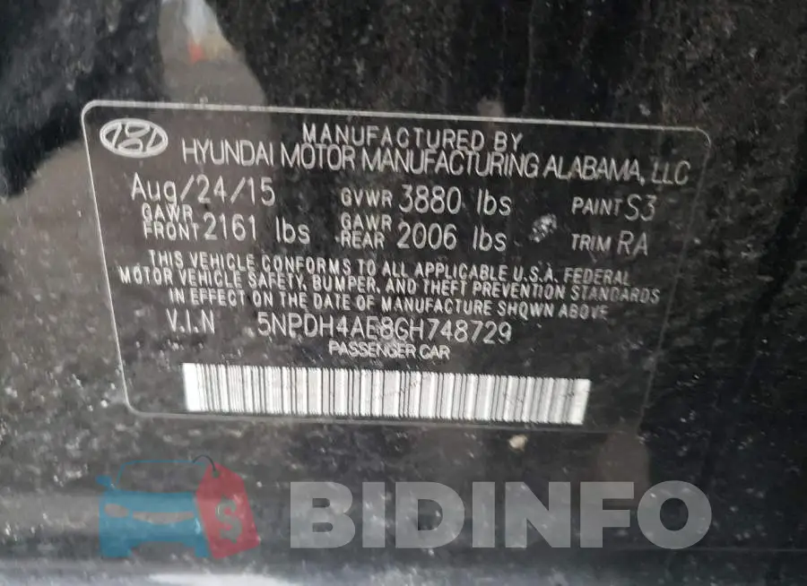 5NPDH4AE8GH748729 Photo# 12