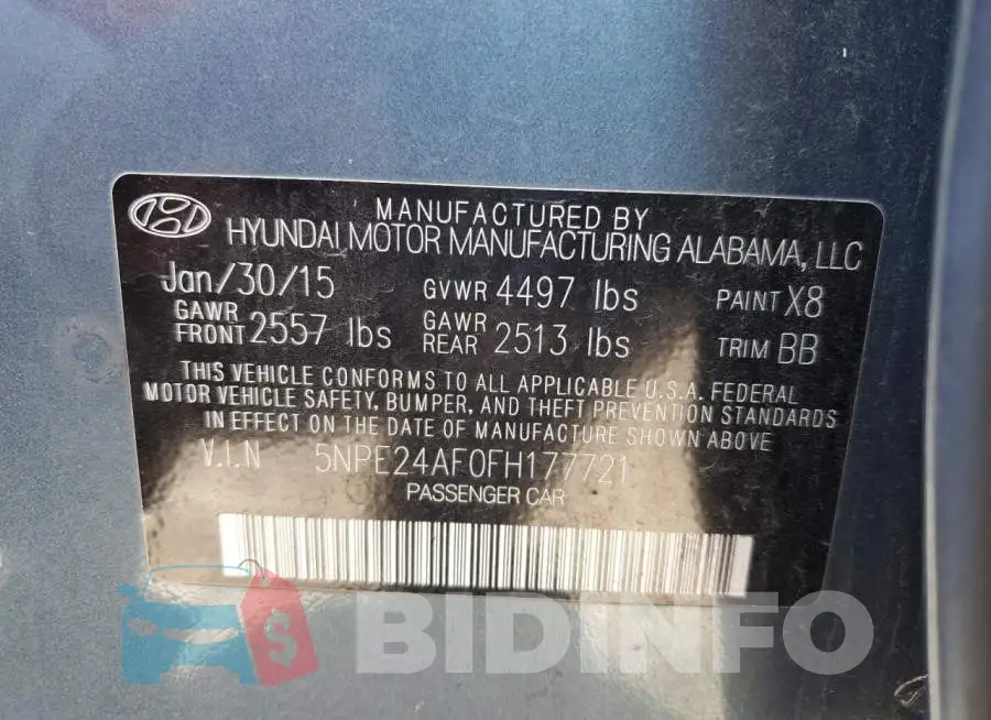 5NPE24AF0FH177721 Photo# 12