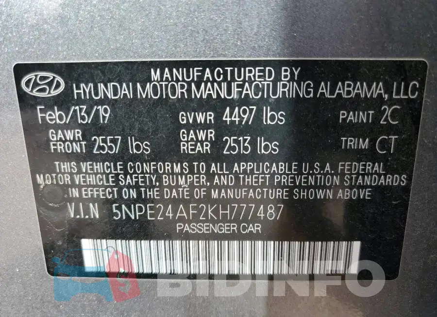 5NPE24AF2KH777487 Photo# 12