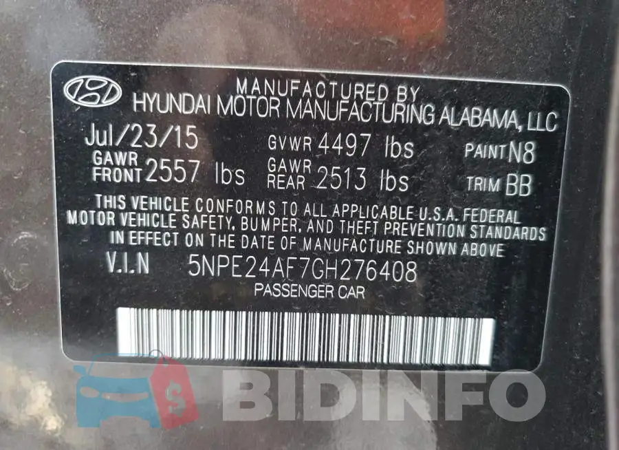 5NPE24AF7GH276408 Photo# 10