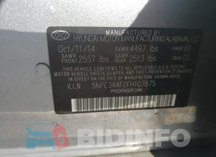 5NPE34AF0FH107875 Photo# 13
