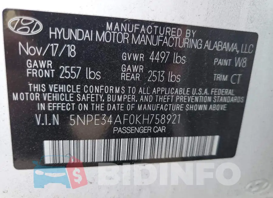 5NPE34AF0KH758921 Photo# 12