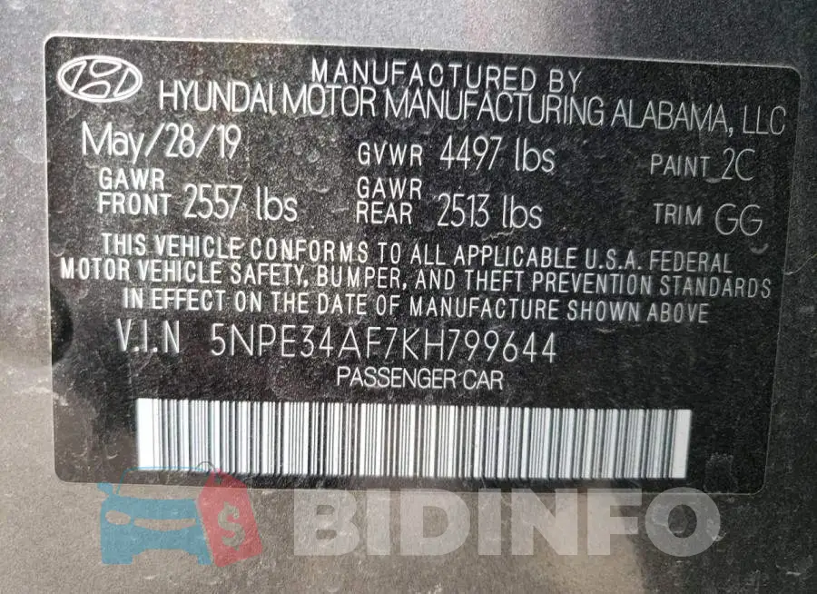 5NPE34AF7KH799644 Photo# 12
