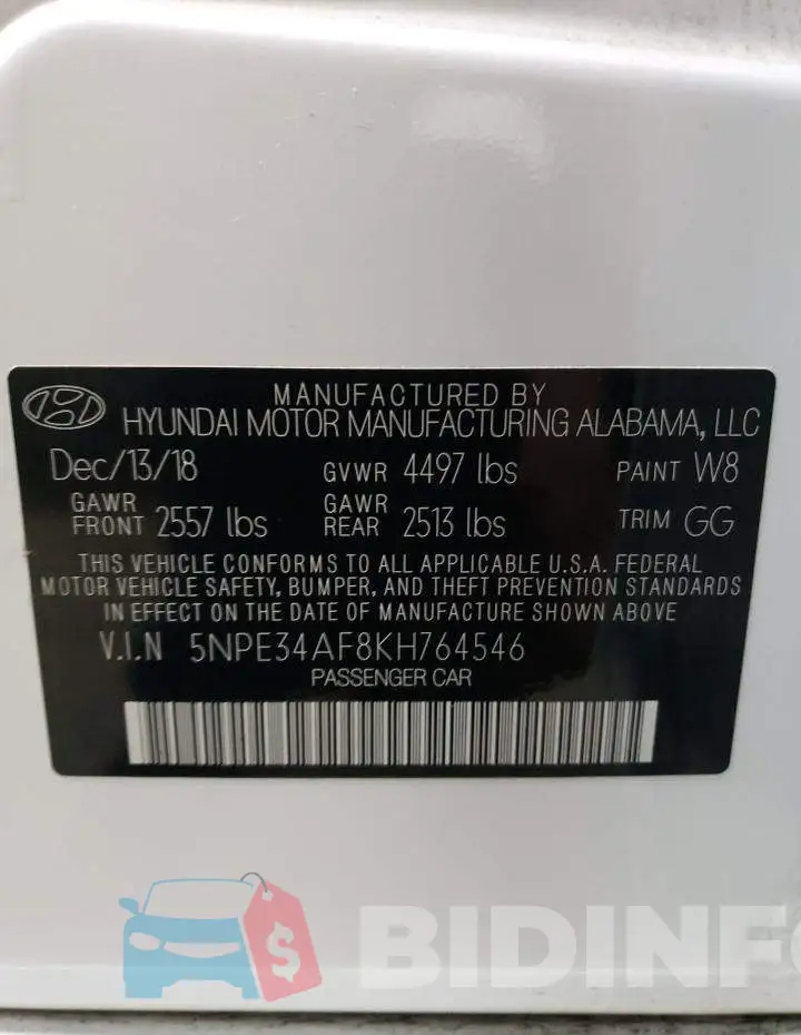 5NPE34AF8KH764546 Photo# 12