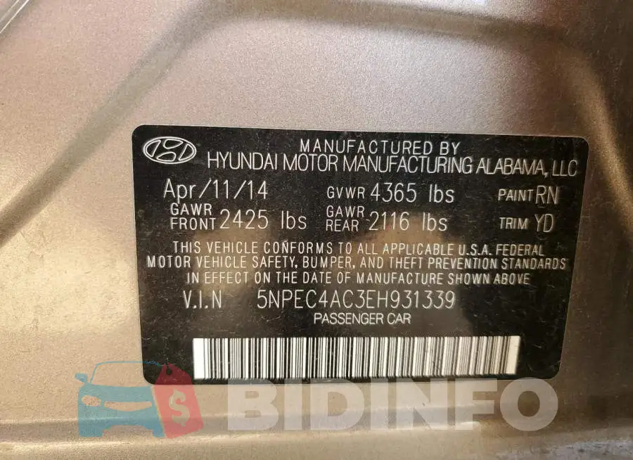5NPEC4AC3EH931339 Photo# 10