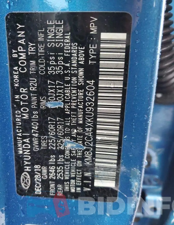 KM8J2CA4XKU932604 Photo# 13