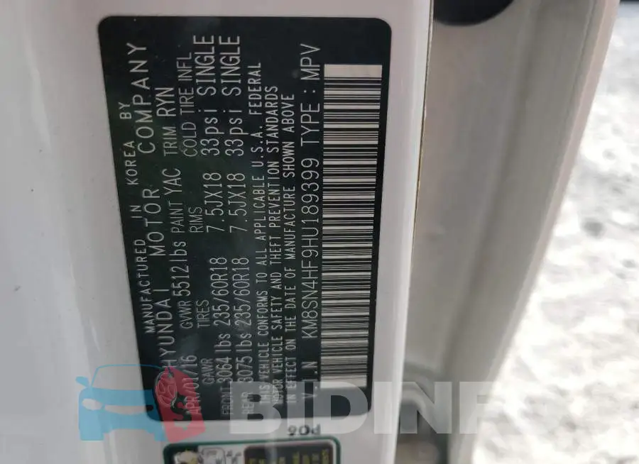 KM8SN4HF9HU189399 Photo# 10